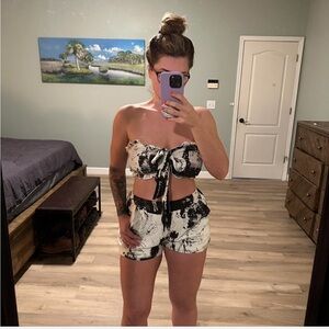 Black and White Tie Dye Shorts